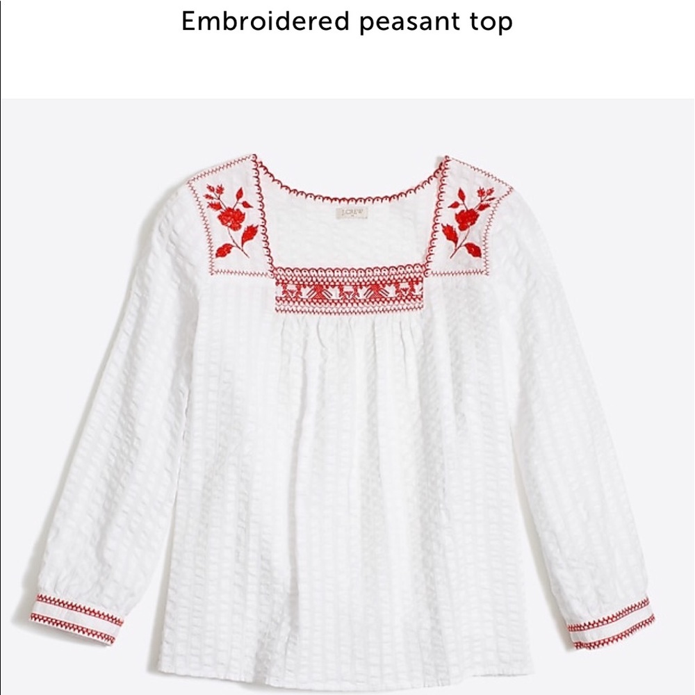 J. Crew Embroidered Peasant Top XS NWT